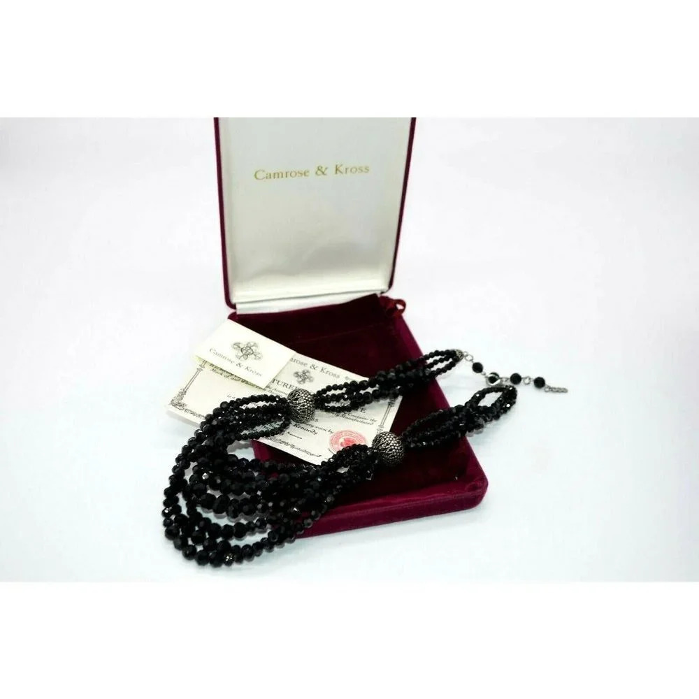 Camrose and Kross Multi-Strand Black Bead Necklace